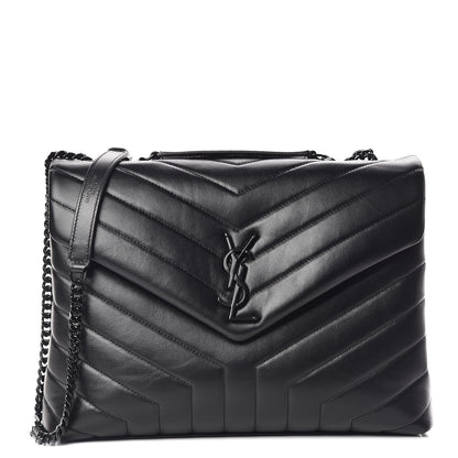 Saint Laurent Calfskin Y Quilted Monogram Medium Loulou Chain Satchel Black 1 of 10