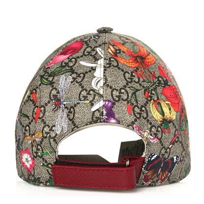 Gucci GG Supreme Flora Claudia Baseball Hat 57 M Red 5 of 9