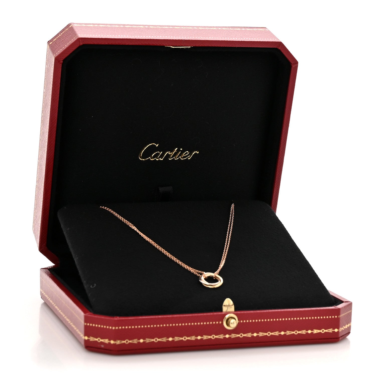 Cartier 18K Pink Yellow White Gold Trinity Double Chain Pendant Necklace 6 of 6