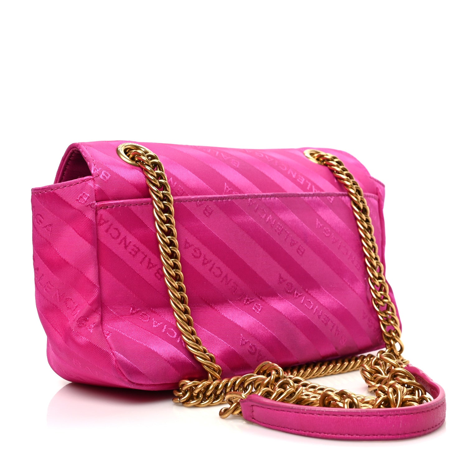 Balenciaga Nylon Jacquard Diagonal Logo S BB Round Shoulder Bag Rose Magenta 3 of 10
