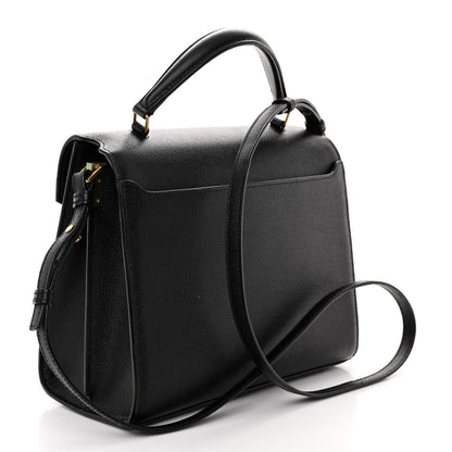 Saint Laurent Grain de Poudre Medium Classic Monogram Cassandra Top Handle Black Rouge Legion 3 of 9