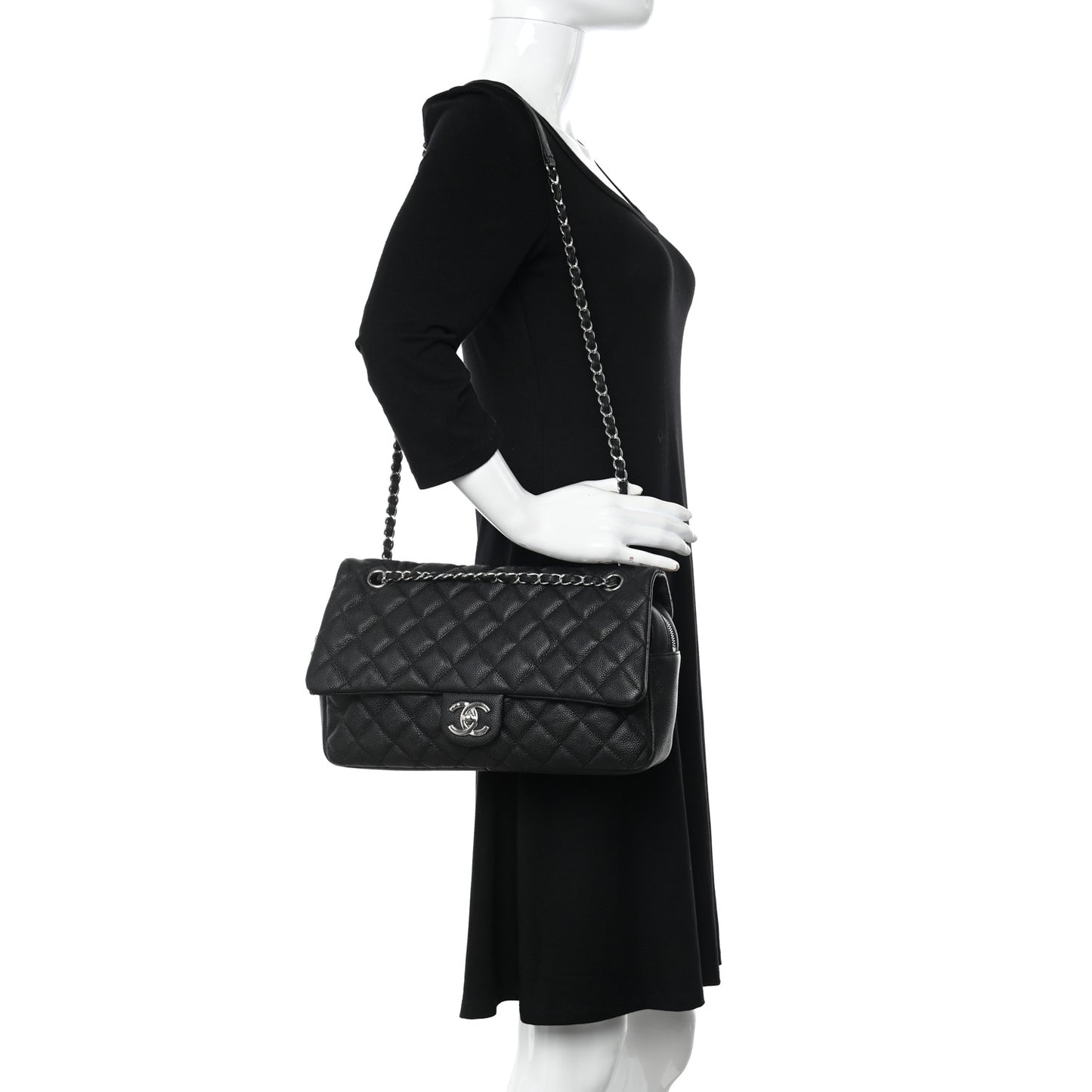 Caviar Quilted Jumbo Easy Flap Black