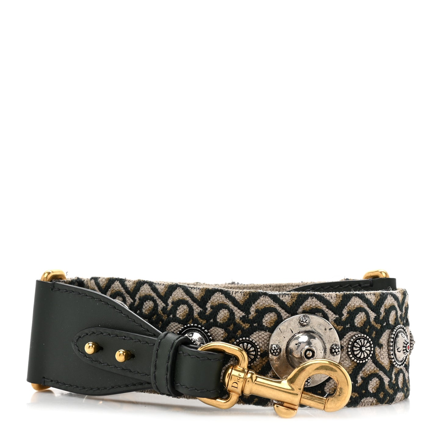 Oblique Studded Shoulder Strap Green Multicolor
