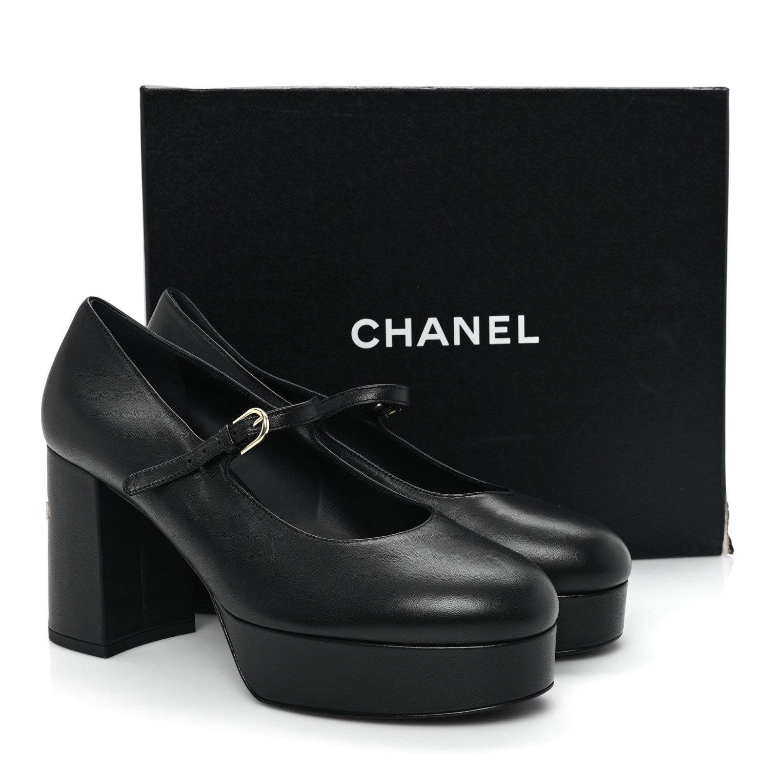 Chanel Lambskin Mary Jane Platform Pumps 41 Black 10 of 10