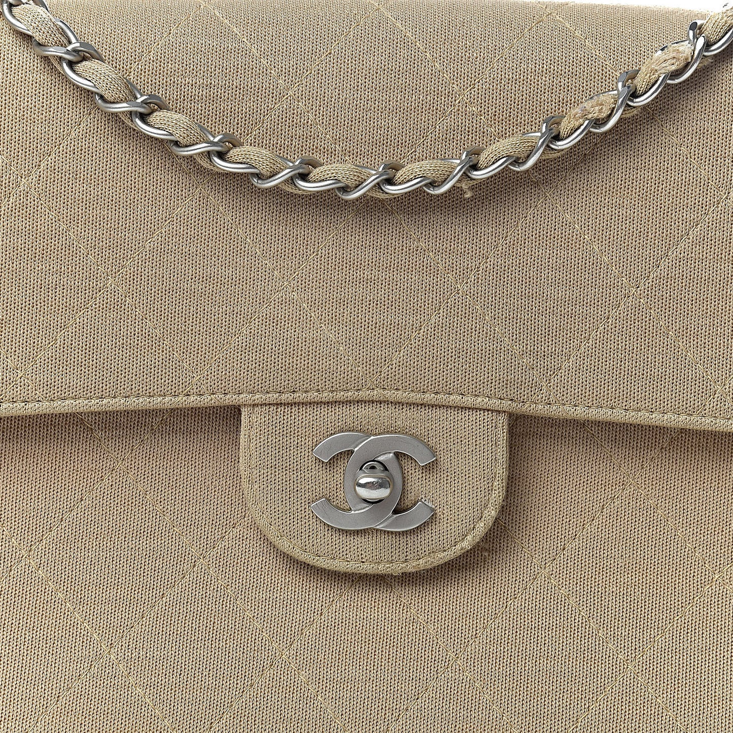 Jersey Quilted Jumbo Single Flap Beige