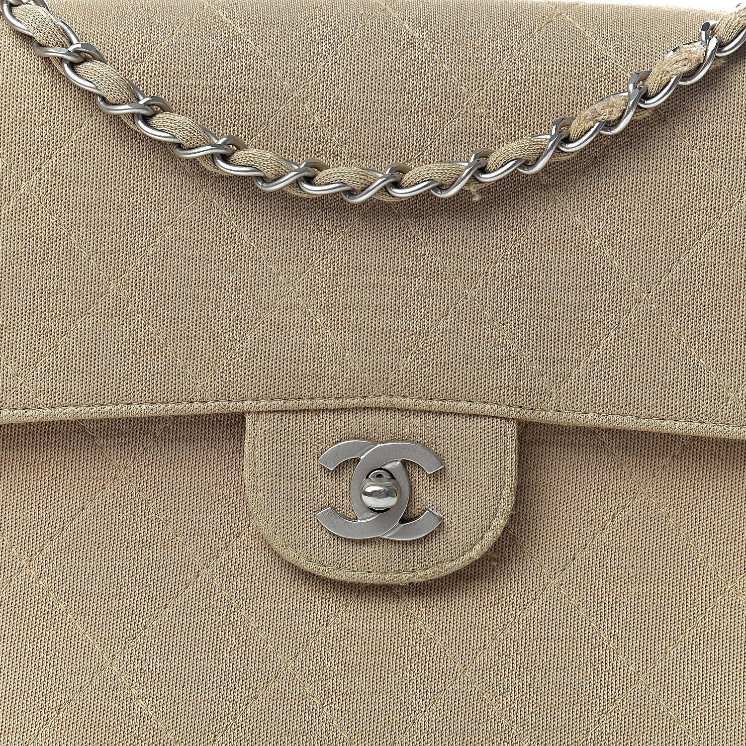 Chanel Jersey Quilted Jumbo Single Flap Beige 8 of 21