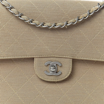 Chanel Jersey Quilted Jumbo Single Flap Beige 8 of 21