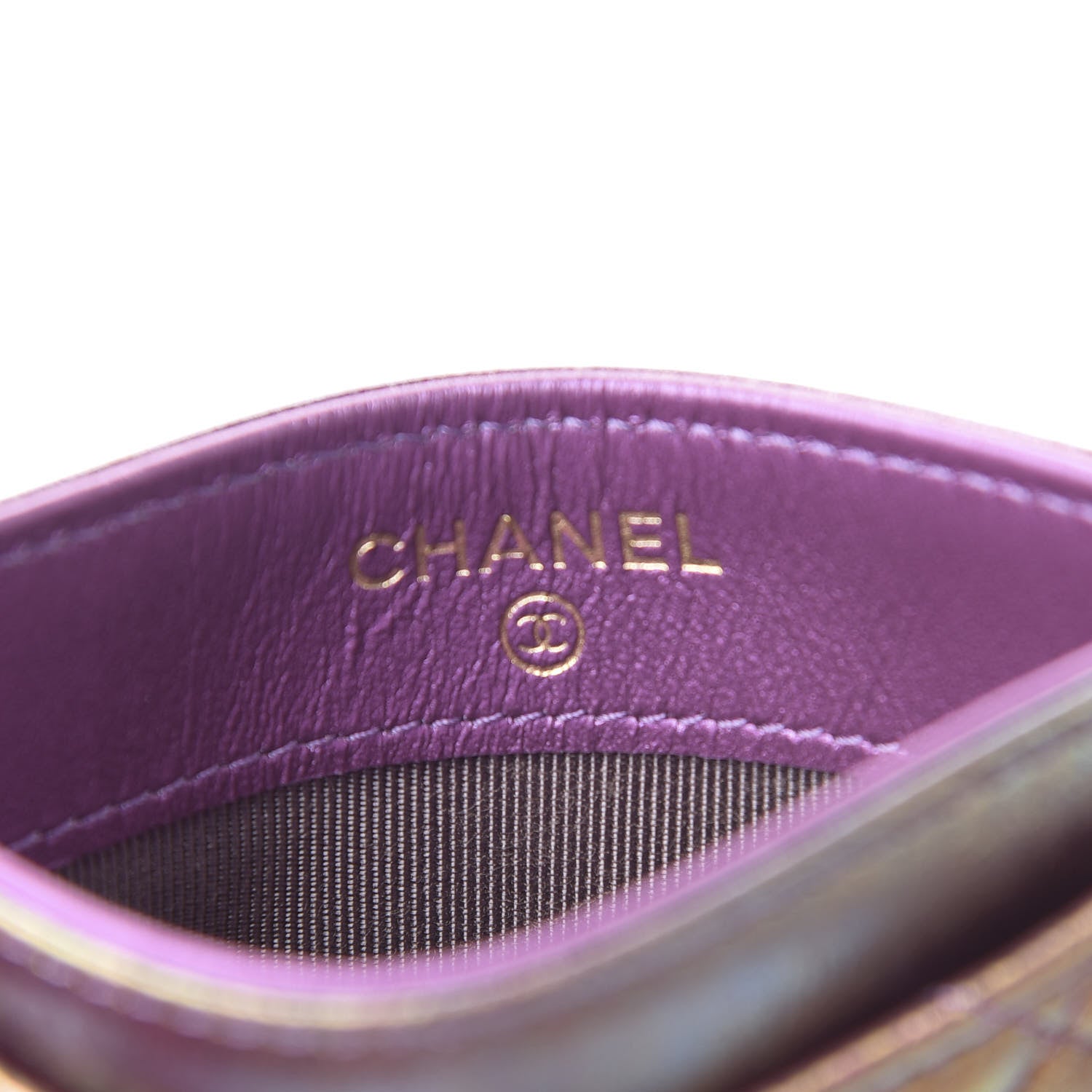 Chanel Iridescent Lambskin Quilted Card Holder Purple 6 of 8