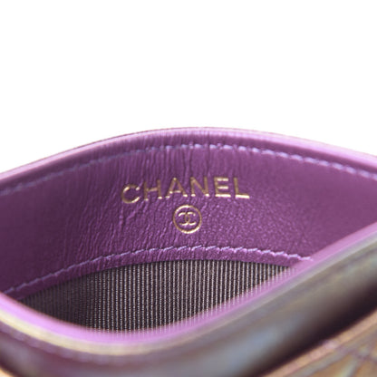 Chanel Iridescent Lambskin Quilted Card Holder Purple 6 of 11