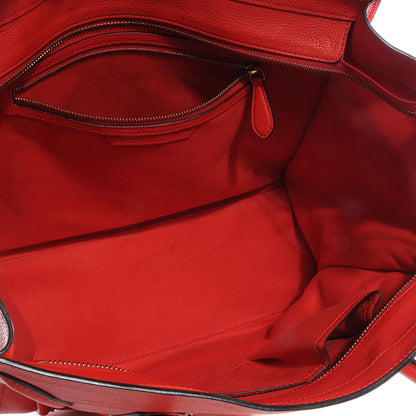Celine Drummed Leather Shoulder Luggage Red 6 of 8