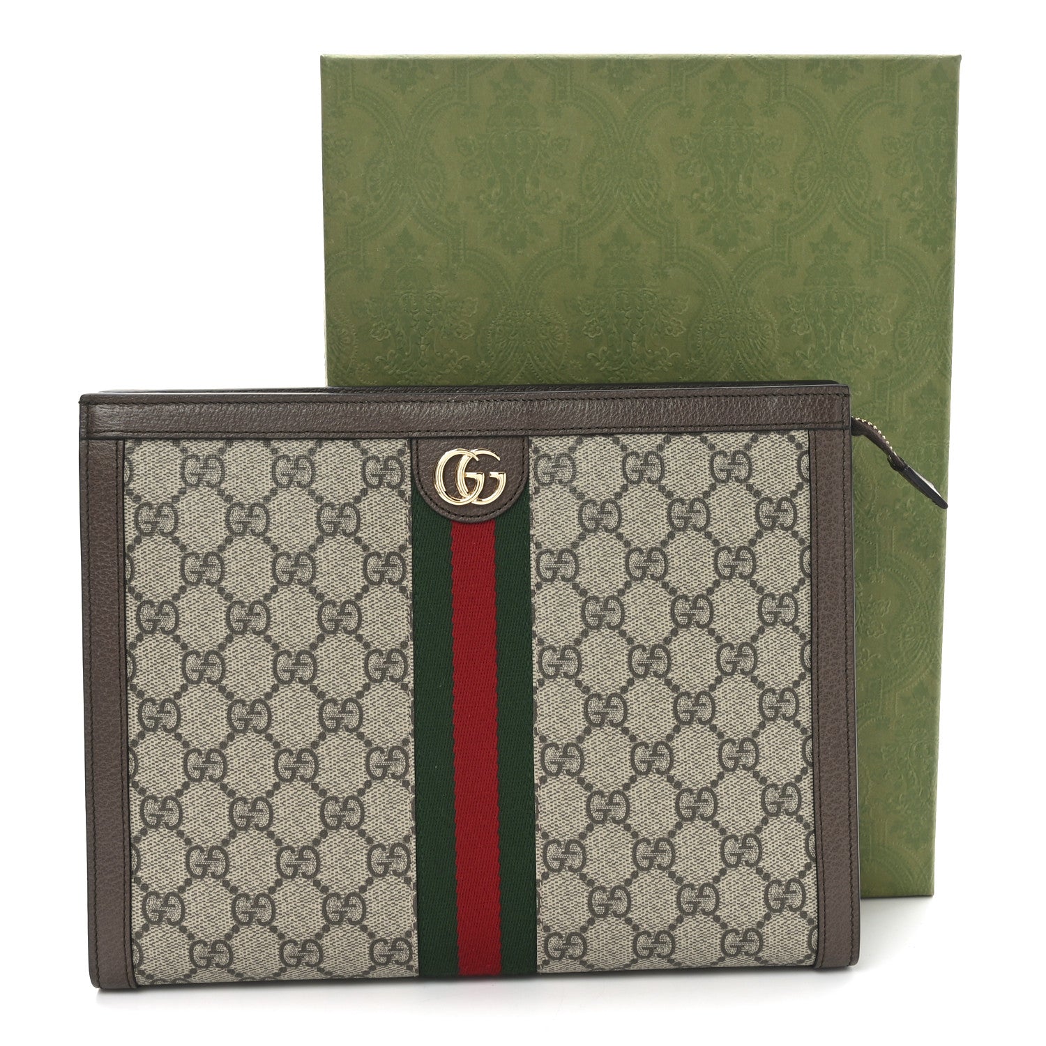 Gucci GG Supreme Monogram Web Ophidia Pouch Brown 10 of 10