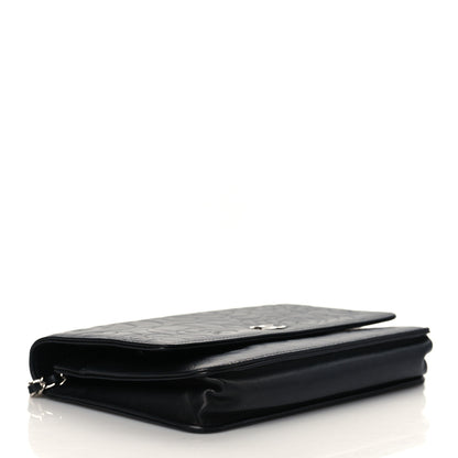 Chanel Lambskin Camellia Embossed Wallet on Chain WOC Black 4 of 11