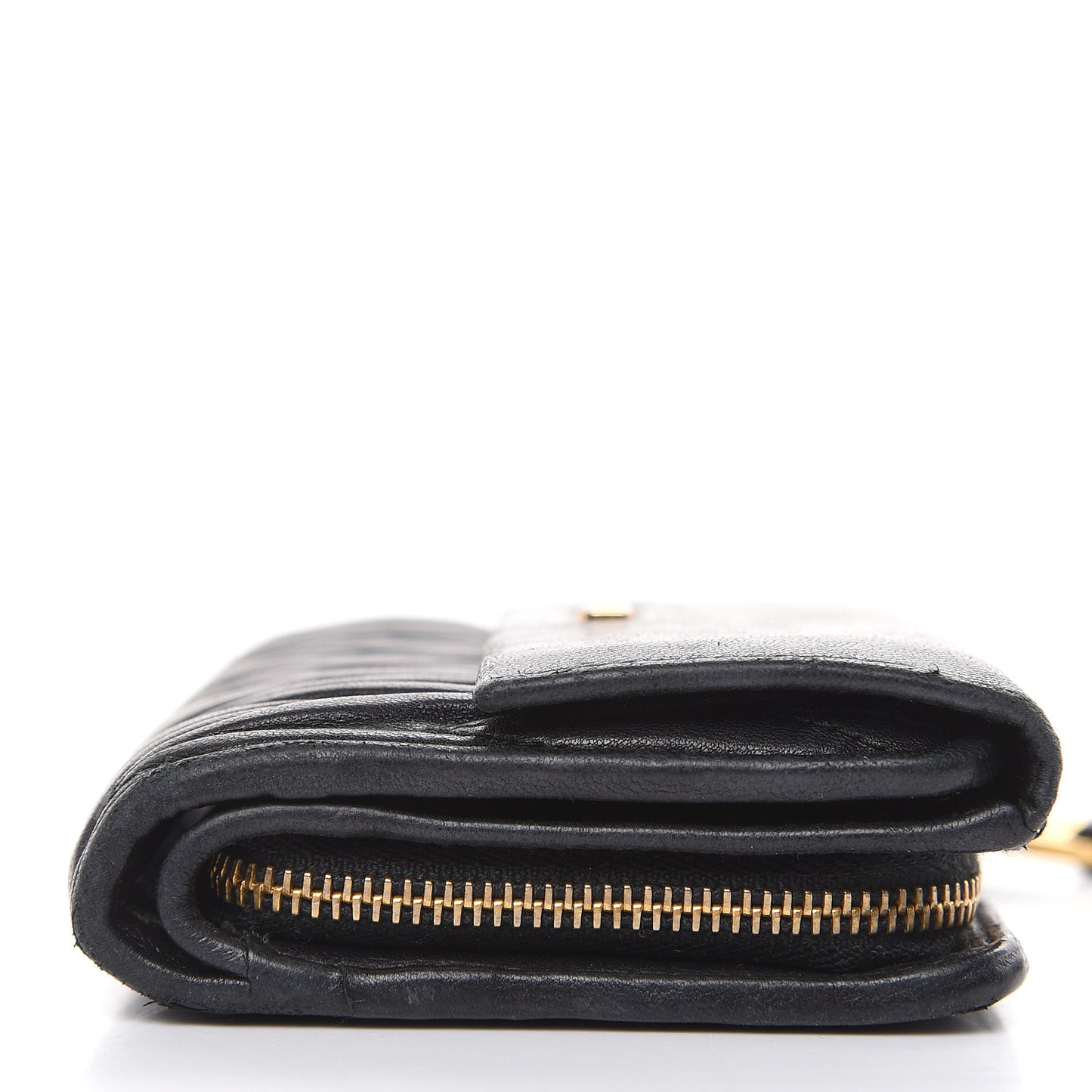 Nappa Matelasse Tri-Fold Flap Wallet Black