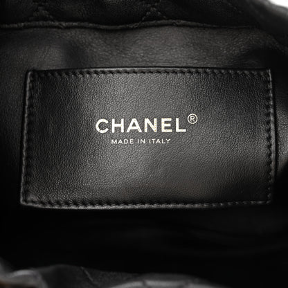 Chanel Shiny Lambskin Quilted Chain Is More Drawstring Bag Black 6 of 10
