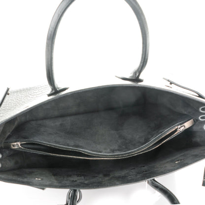Saint Laurent Calfskin Crocodile Embossed Large Sac De Jour Carryall Black 5 of 7
