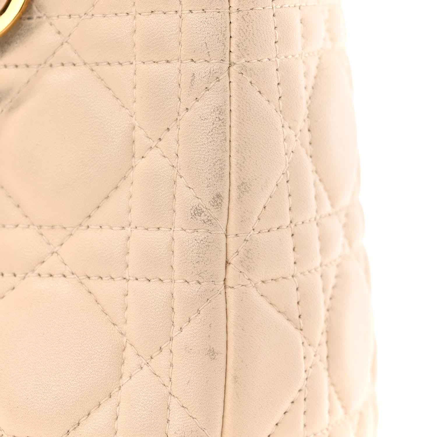 Christian Dior Lambskin Cannage Medium Lady Dior Beige 13 of 22