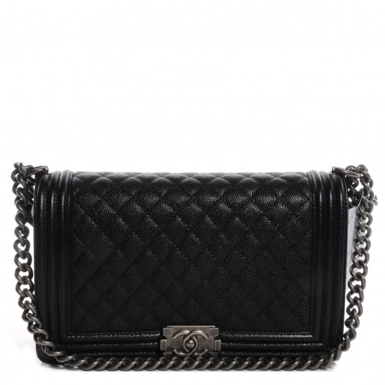 Caviar Quilted Medium Boy Flap Black
