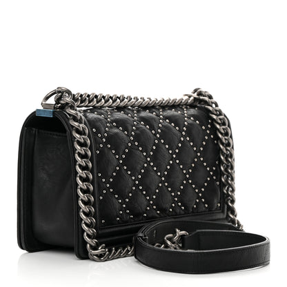 Chanel Crumpled Lambskin New Medium Studded Boy Flap Black 3 of 12