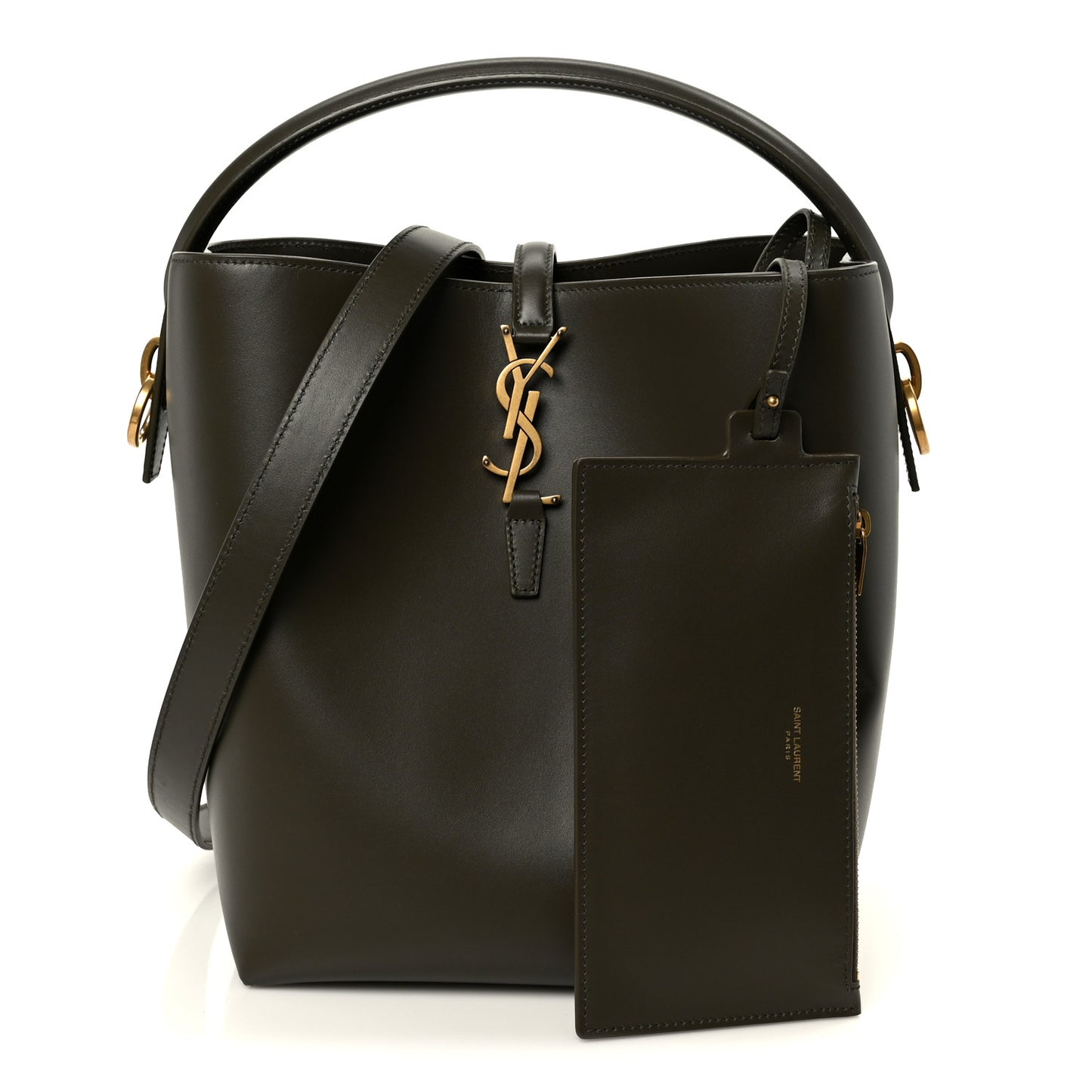 Shiny Calfskin Le 37 Bucket Bag Deep Musk