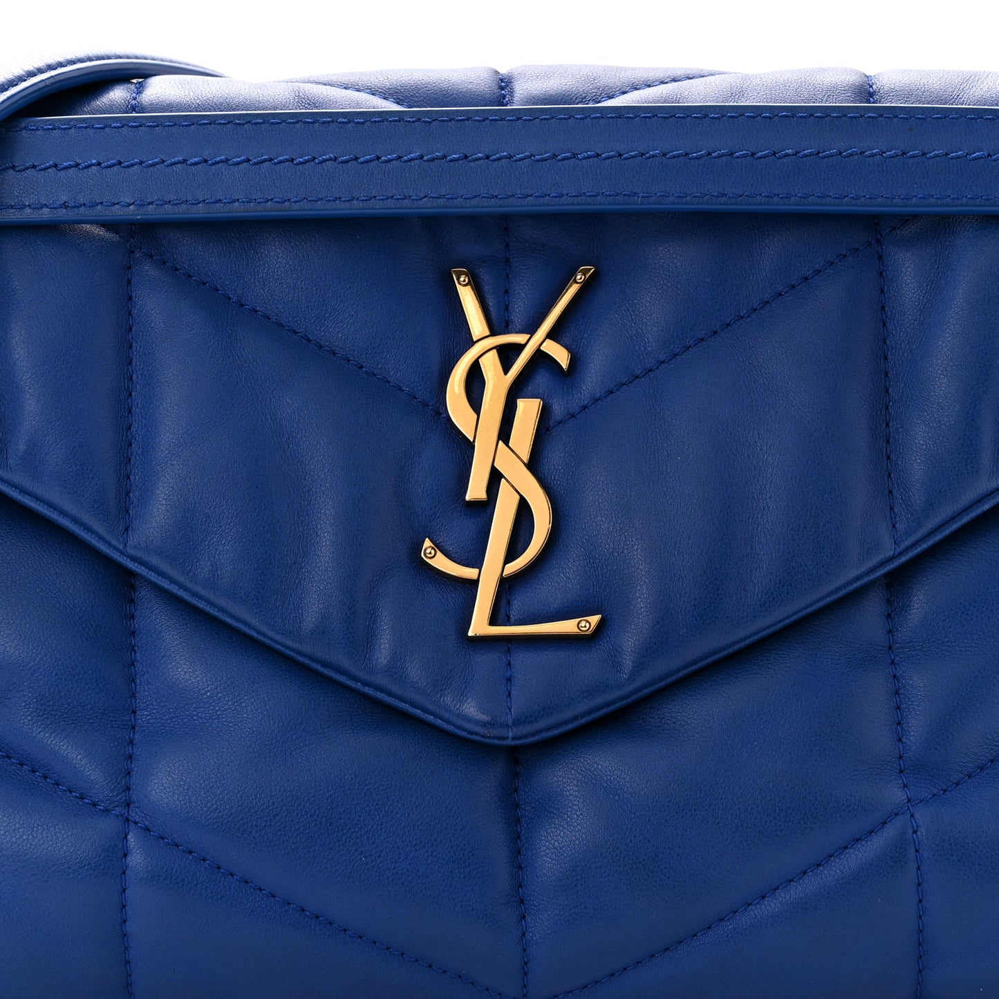 Lambskin Quilted Small Loulou Puffer Monogram Chain Satchel Majorele Blue