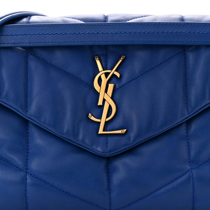 Saint Laurent Lambskin Quilted Small Loulou Puffer Monogram Chain Satchel Majorele Blue 8 of 10