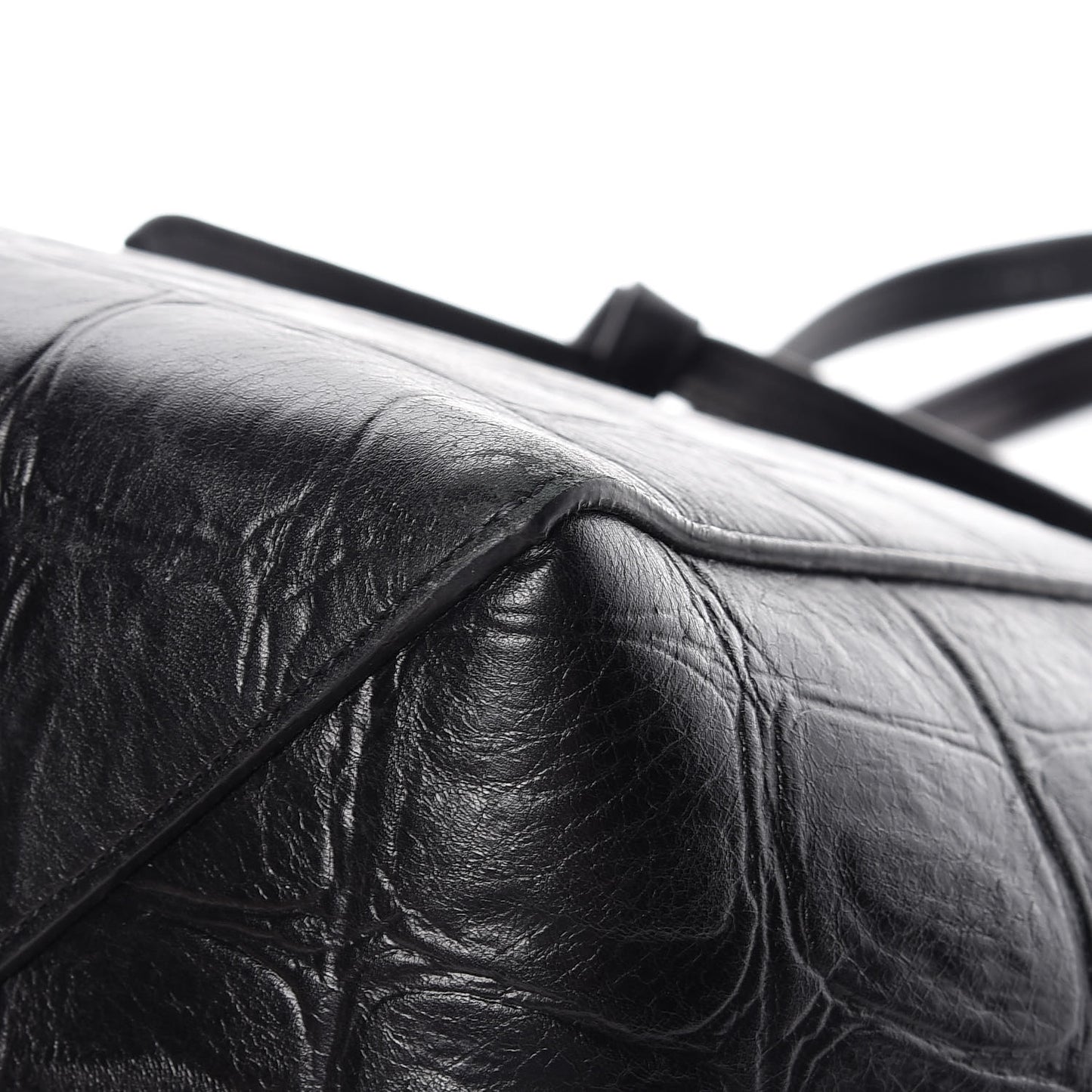 Crocodile Embossed Calfskin Small Belt Cabas Phantom Black