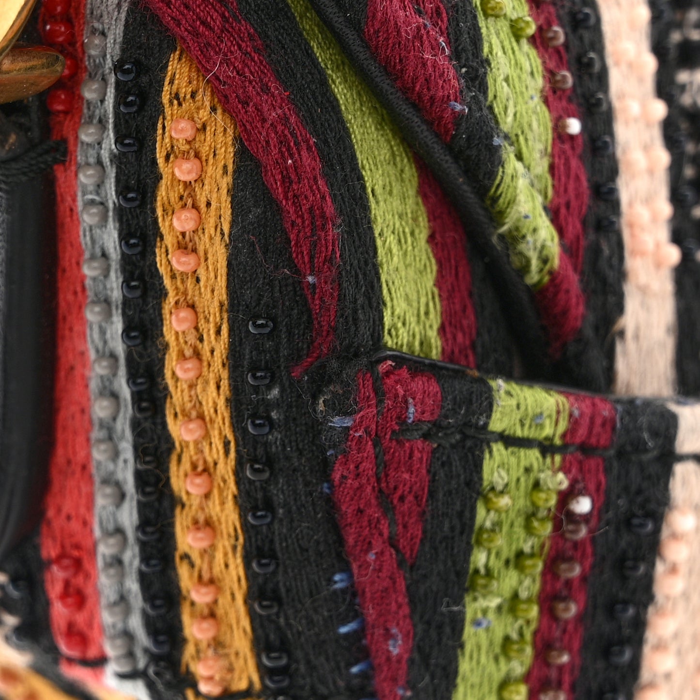 Canvas Embroidered Mini Saddle Bag Multicolor