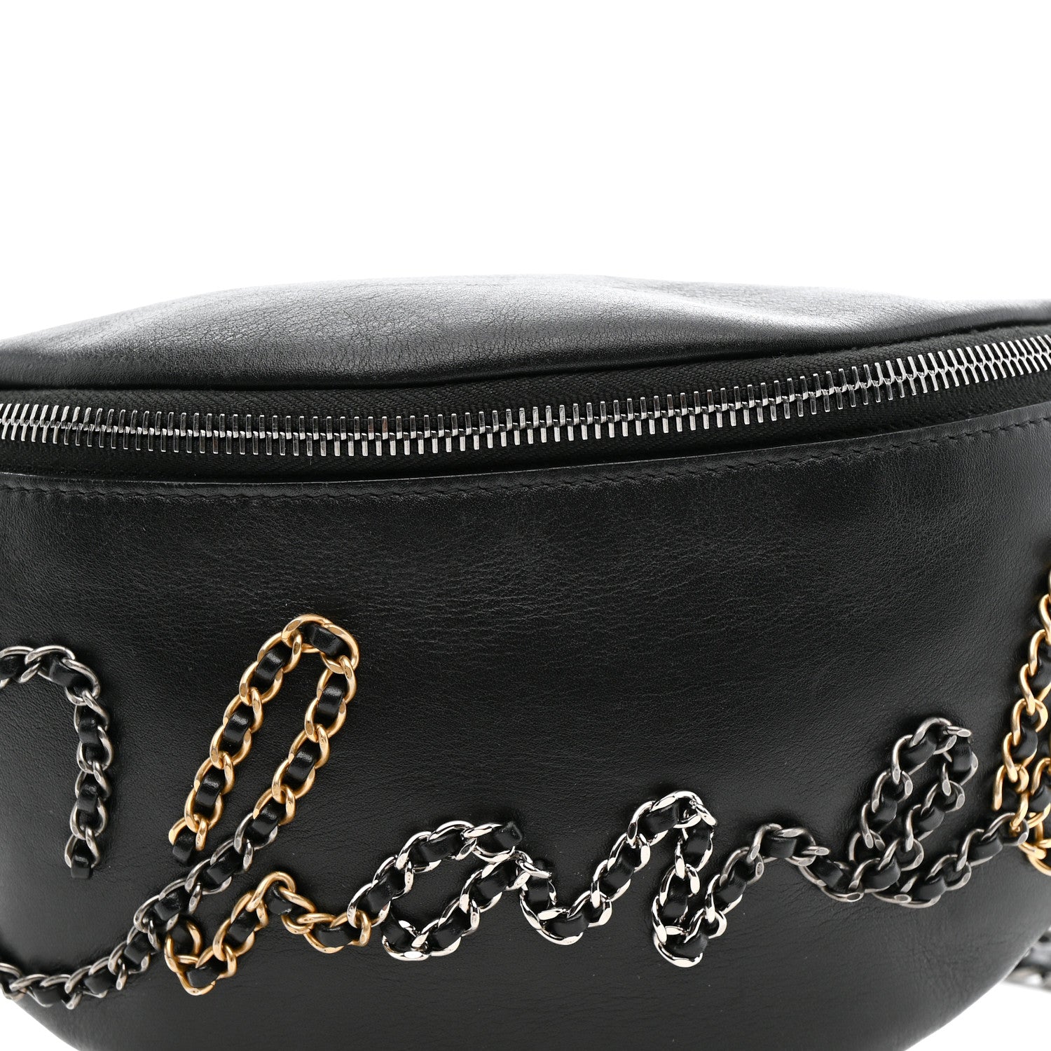 Chanel Calfskin Chain 20s Signe Waist Bag Black 8 of 12