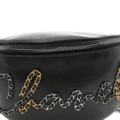 Chanel Calfskin Chain 20s Signe Waist Bag Black 8 of 12