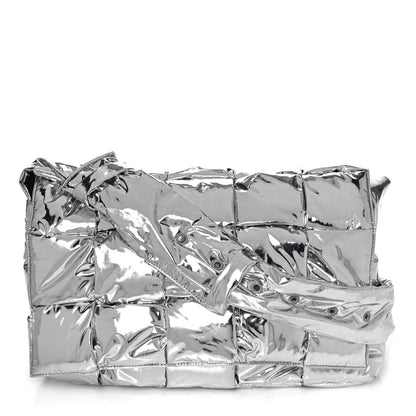Bottega Veneta Metallic Calfskin Maxi Intrecciato Padded Cassette Crossbody Bag Silver 1 of 11