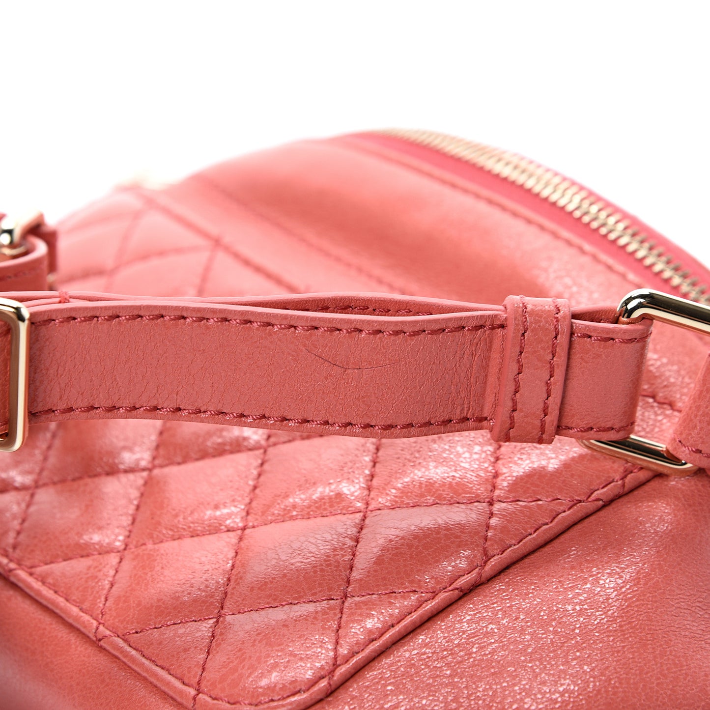 Crumpled Glazed Lambskin Quilted Waist Bag Fanny Pack Pink
