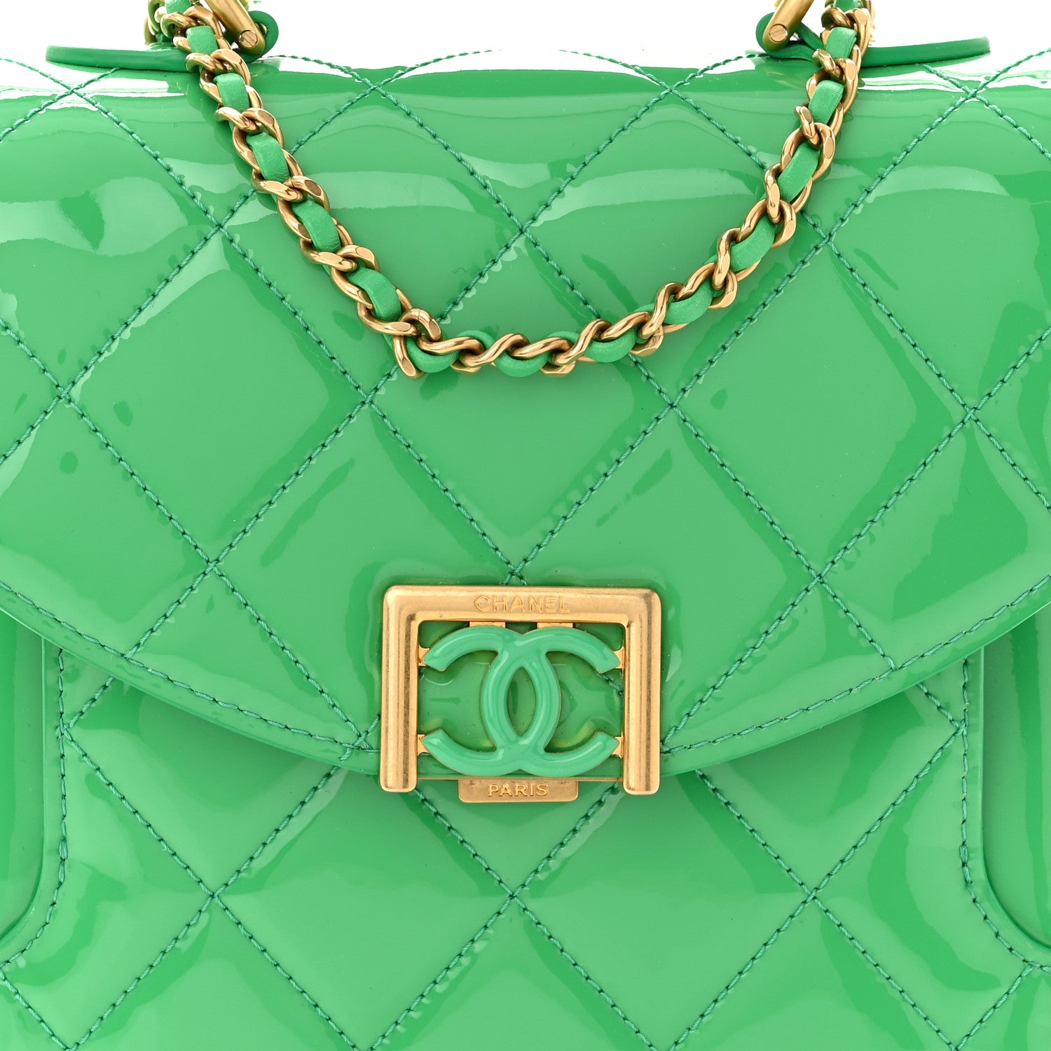 Chanel Patent Calfskin Small Flap Bag Green 8 of 11
