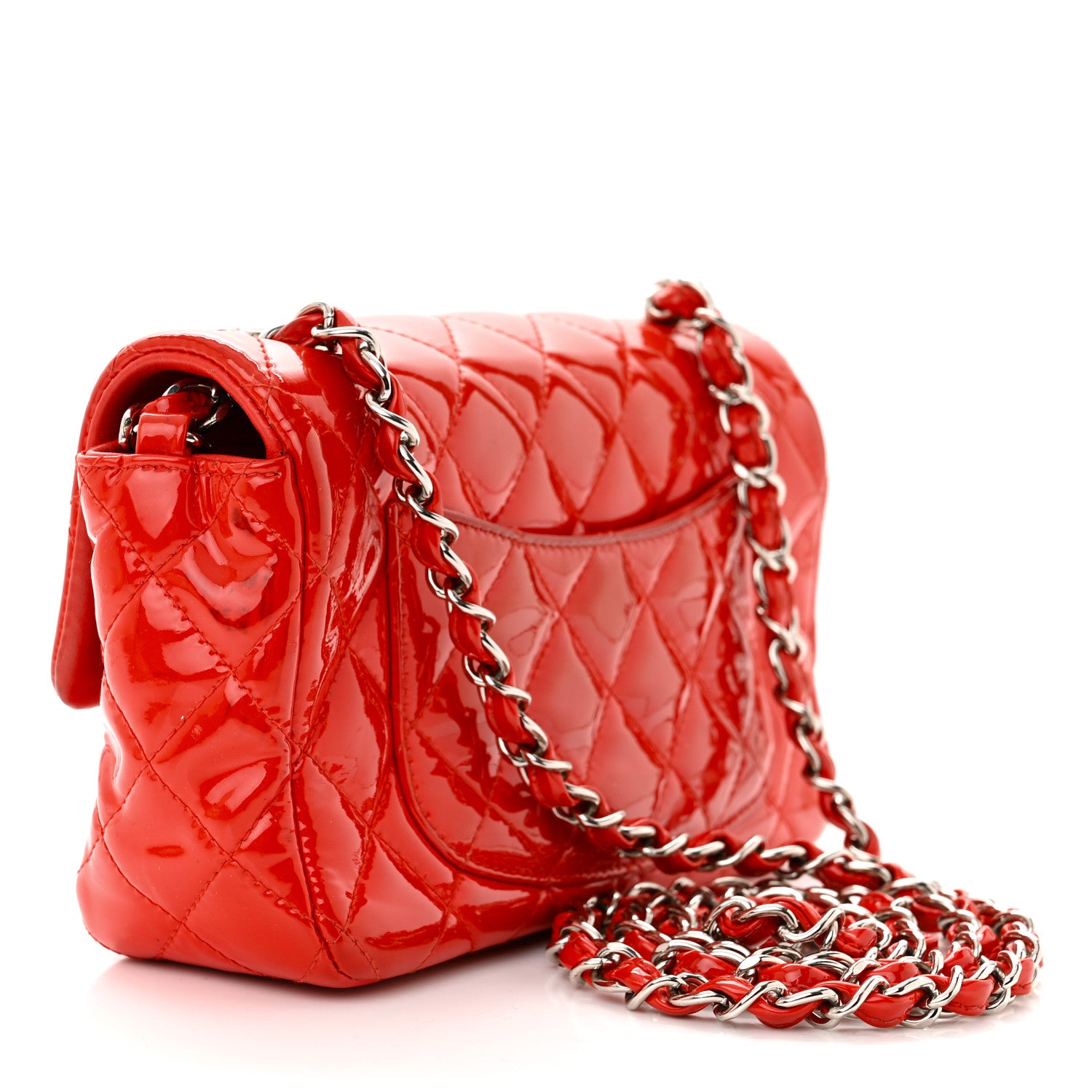 Chanel Patent Calfskin Quilted Mini Rectangular Flap Red 3 of 15