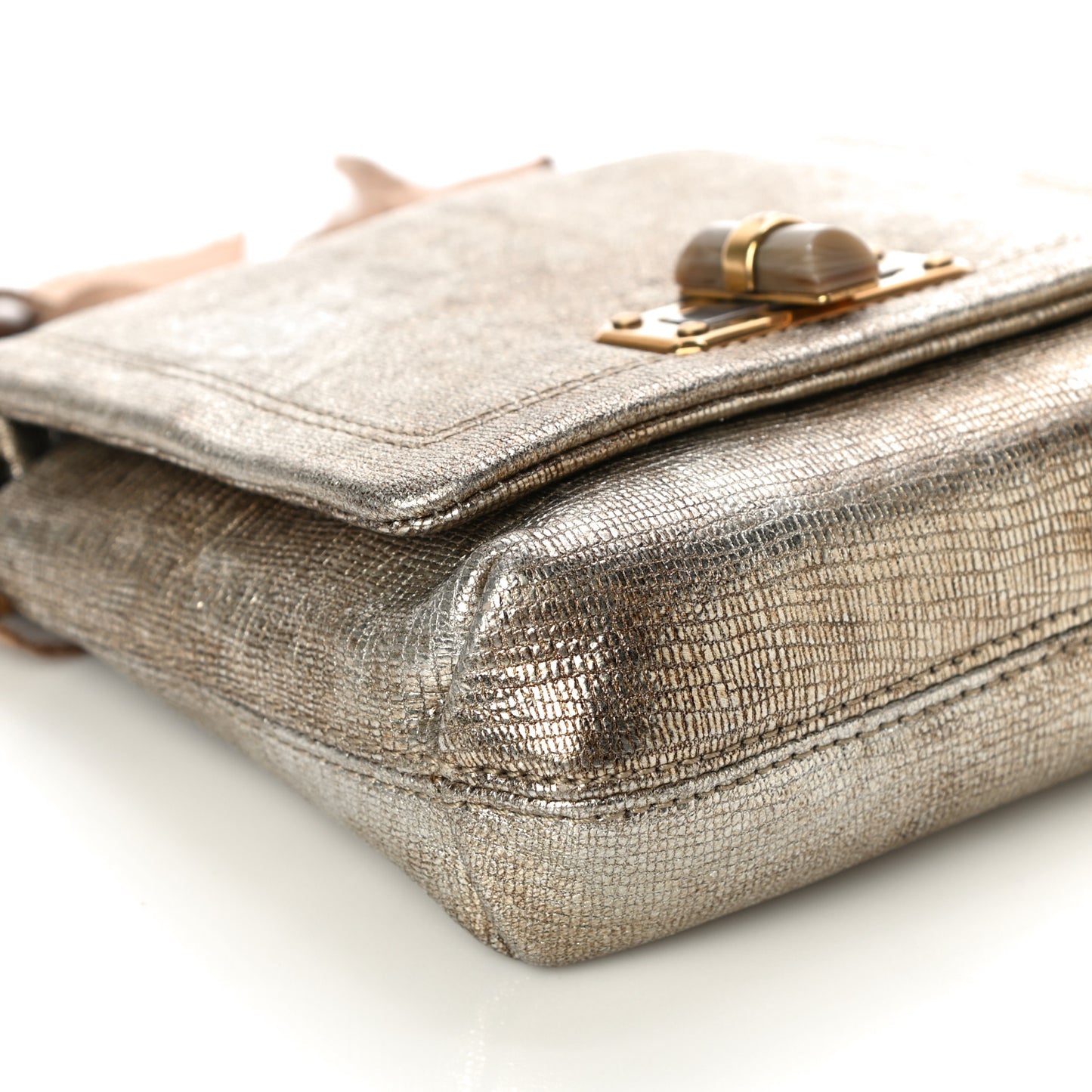 Metallic Lambskin Mini Happy Pop Crossbody Gold