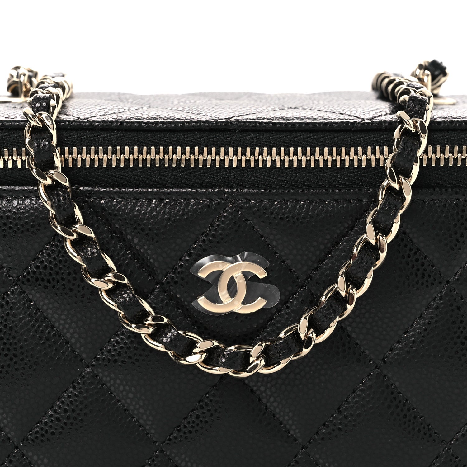 Chanel Caviar Quilted Small Vanity Case With Chain Black Black 8 of 14