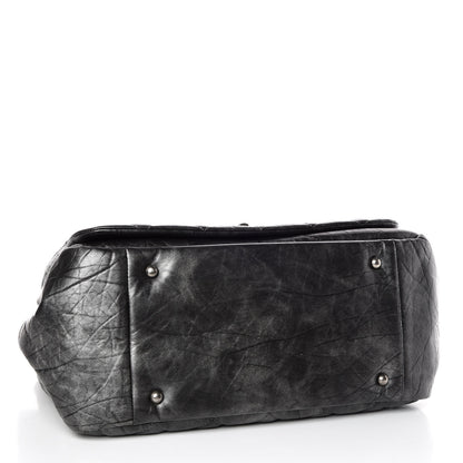 Chanel Metallic Aged Calfskin Quilted Large Pondichery Flap Dark Grey 5 of 10