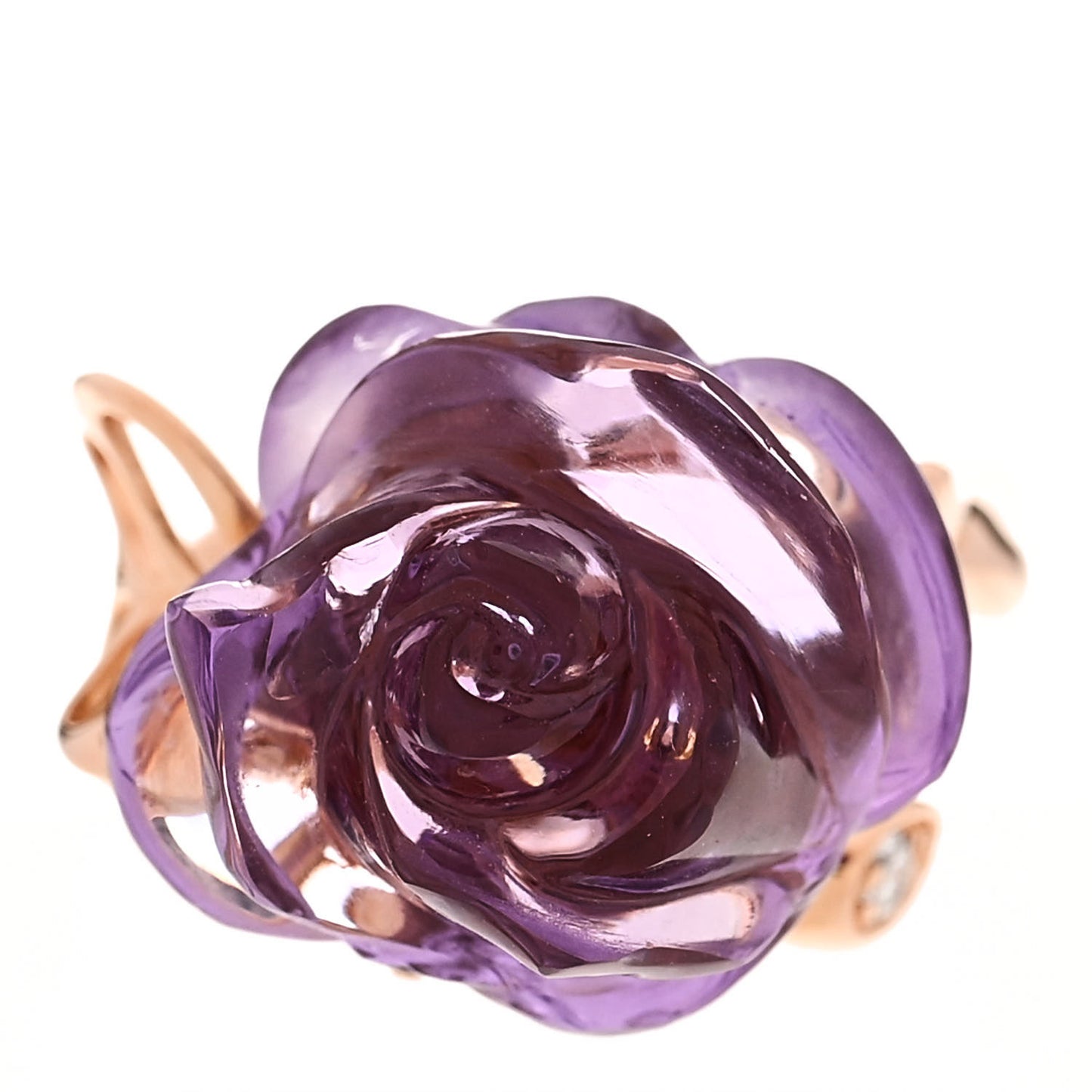 18K Rose Gold Diamond Amethyst Dior Pre Catelan Ring 49 4.75