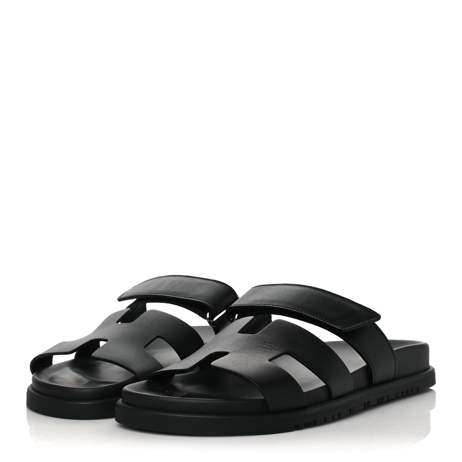 Hermes Calfskin Womens Chypre Sandals 38 Black 3 of 9