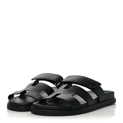 Hermes Calfskin Womens Chypre Sandals 38 Black 3 of 9