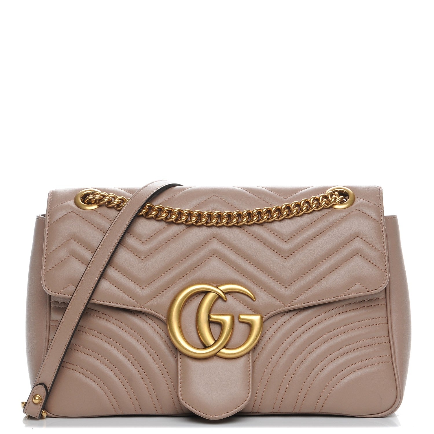 Gucci Calfskin Matelasse Medium GG Marmont Shoulder Bag Porcelain Rose 1 of 7