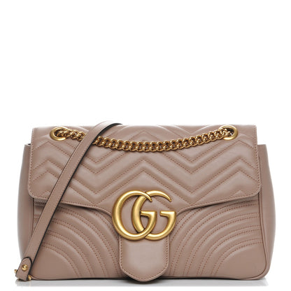 Gucci Calfskin Matelasse Medium GG Marmont Shoulder Bag Porcelain Rose 1 of 7