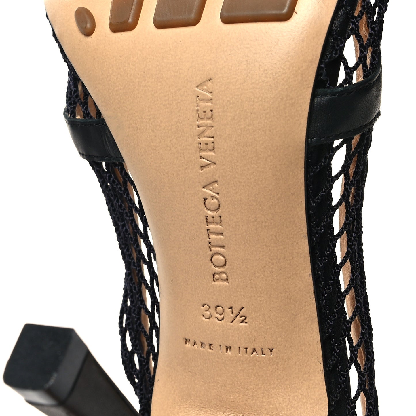 Mesh Calfskin Chain Stretch Pumps 39.5 Black