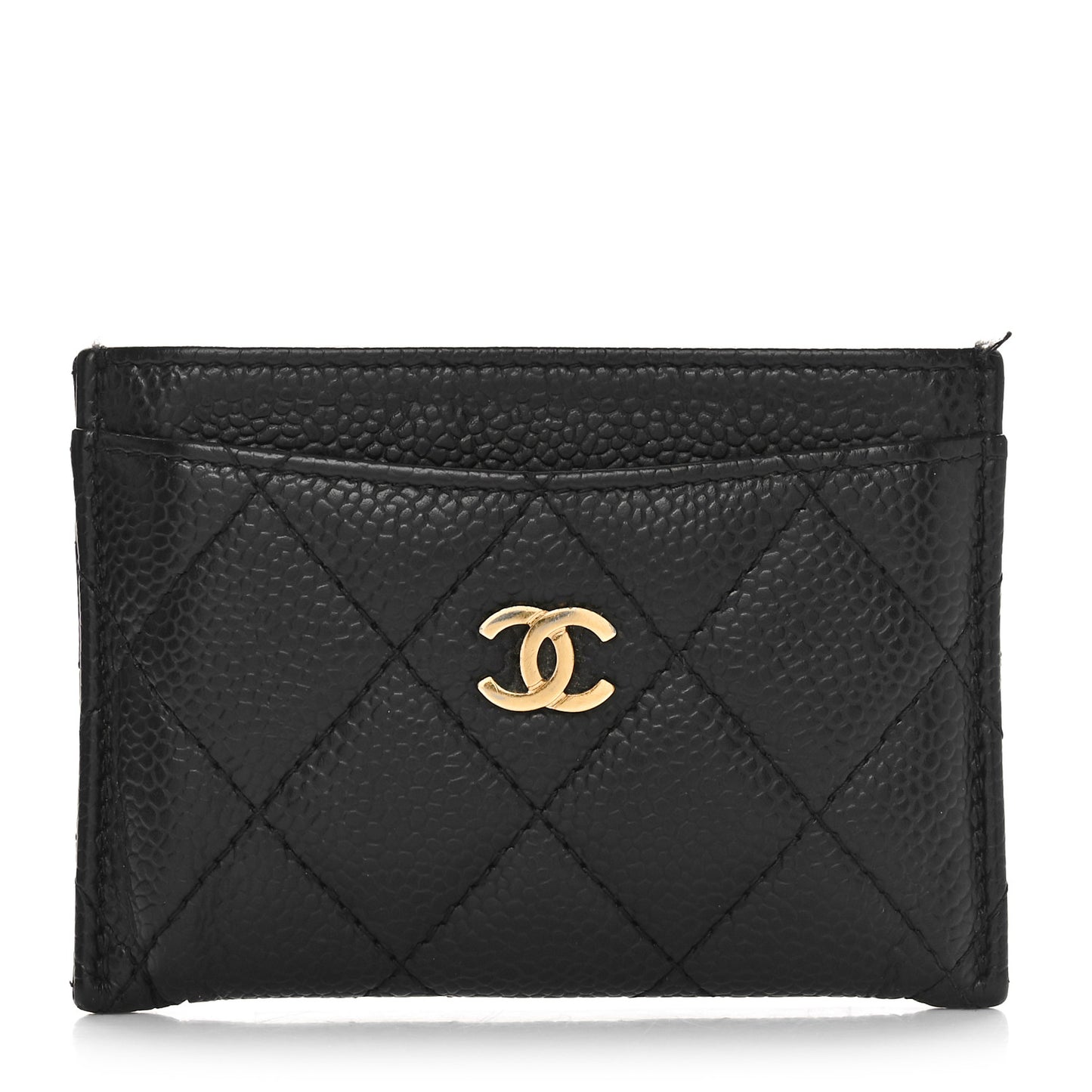 Caviar Quilted Card Holder Black