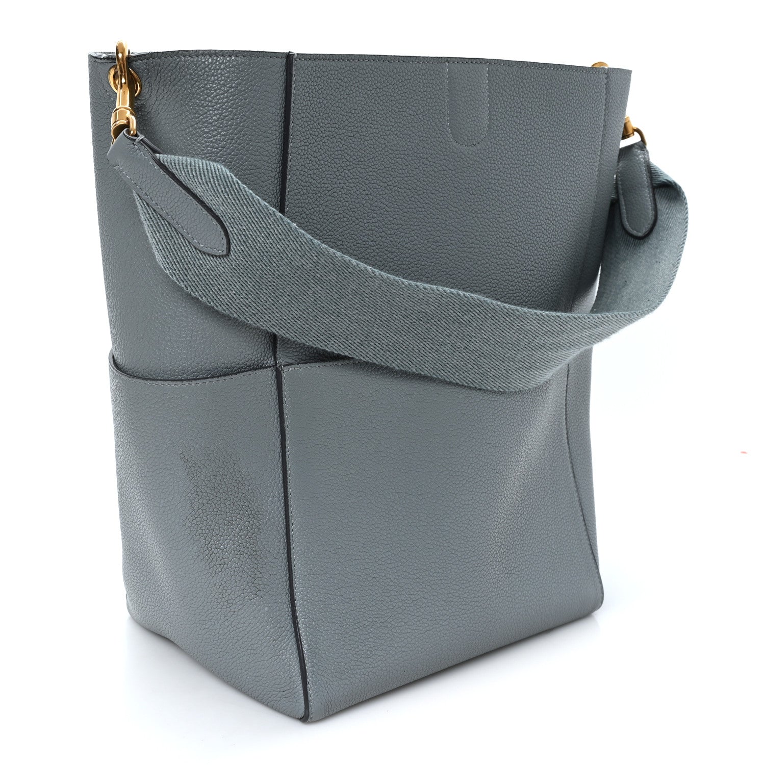 Celine Soft Grained Calfskin Sangle Bucket Bag Storm 3 of 11