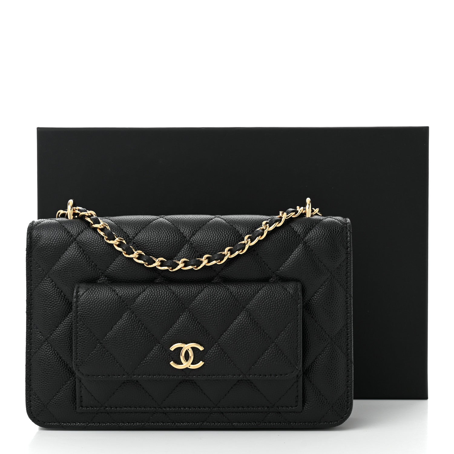 Chanel Caviar Quilted Pocket Clutch With Chain WOC Black 12 of 12