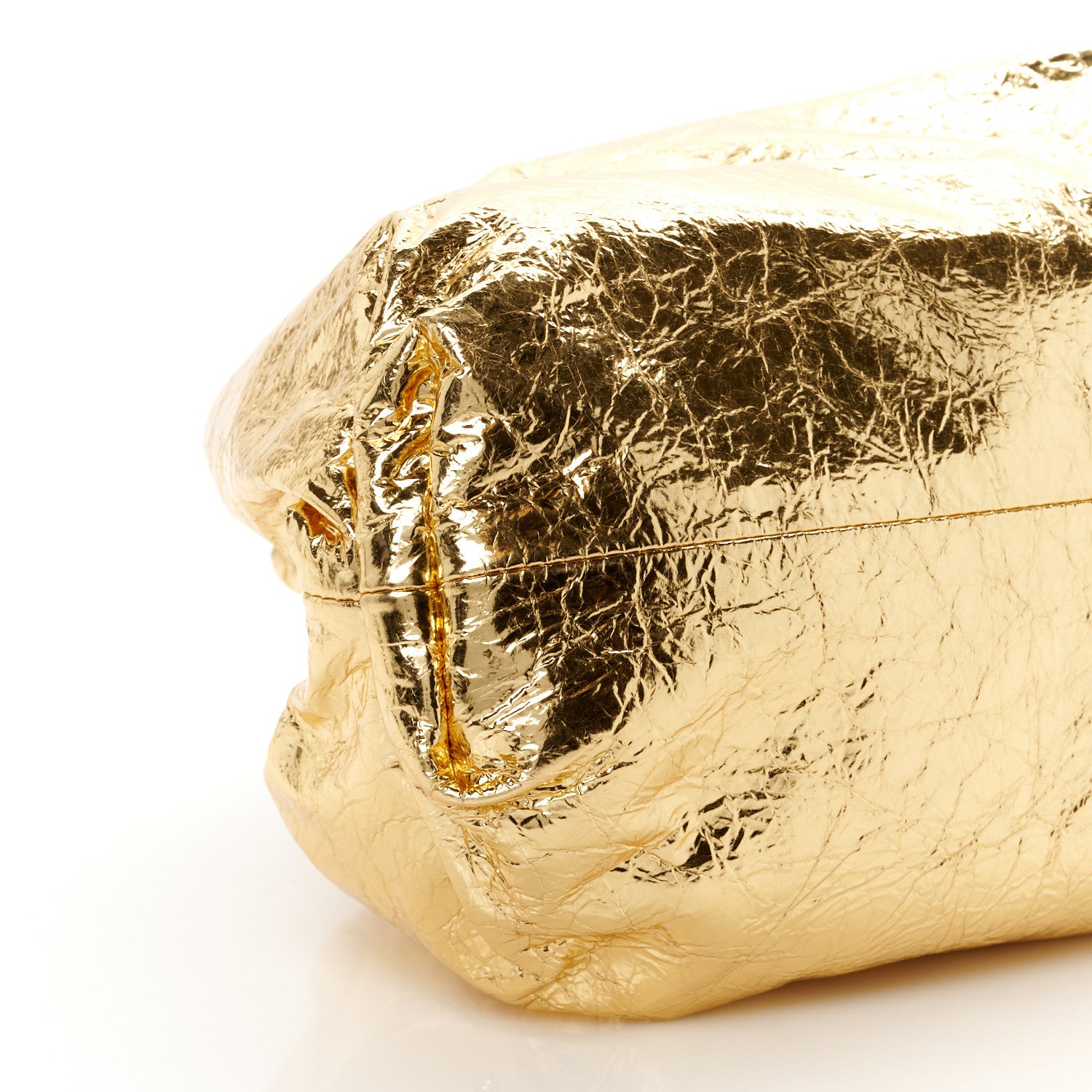 Bottega Veneta Metallic Crinkled Lambskin The Pouch Oversized Clutch Oro 10 of 11