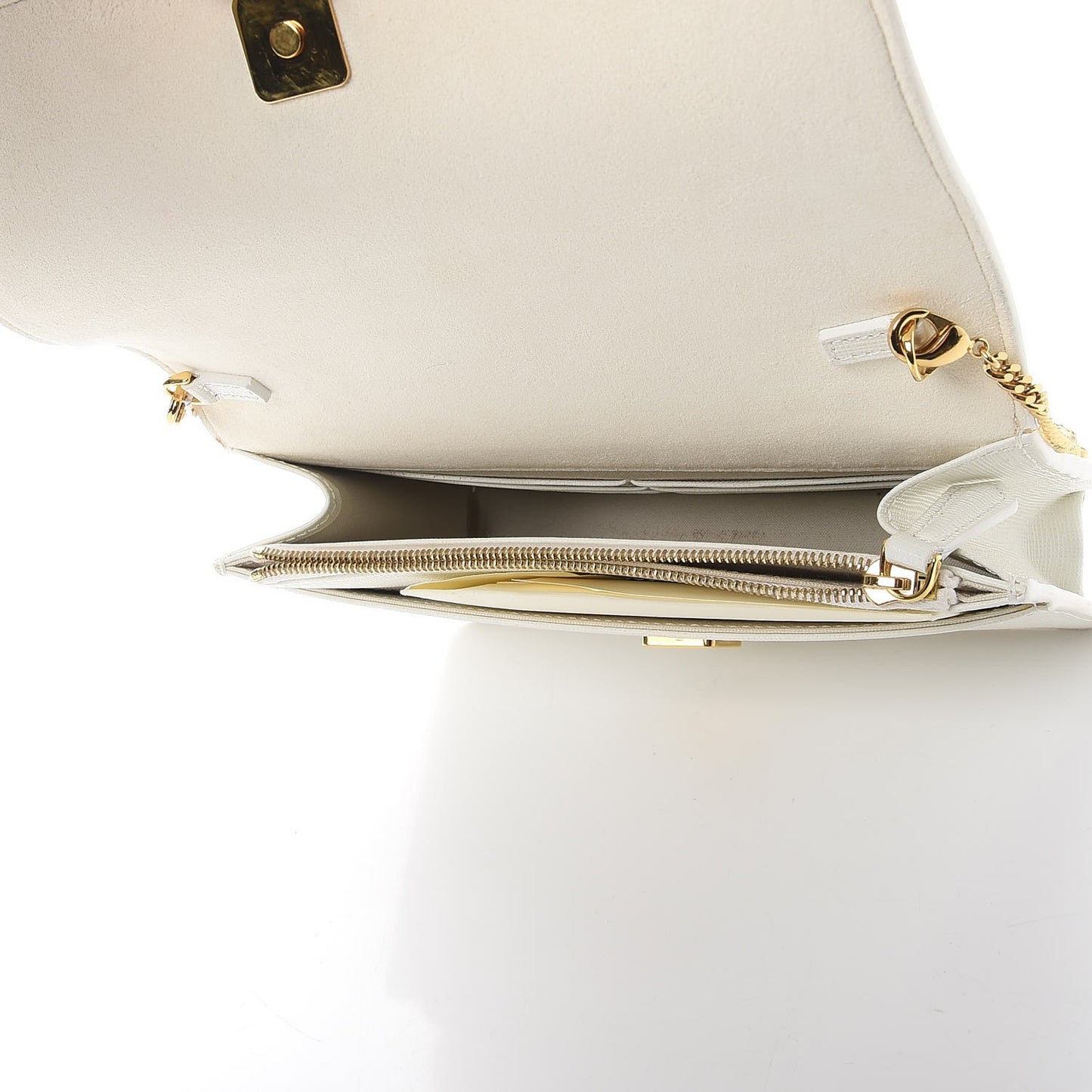 Vitello Elite Mink Fur Studded Karlito Tube Wallet on Chain White