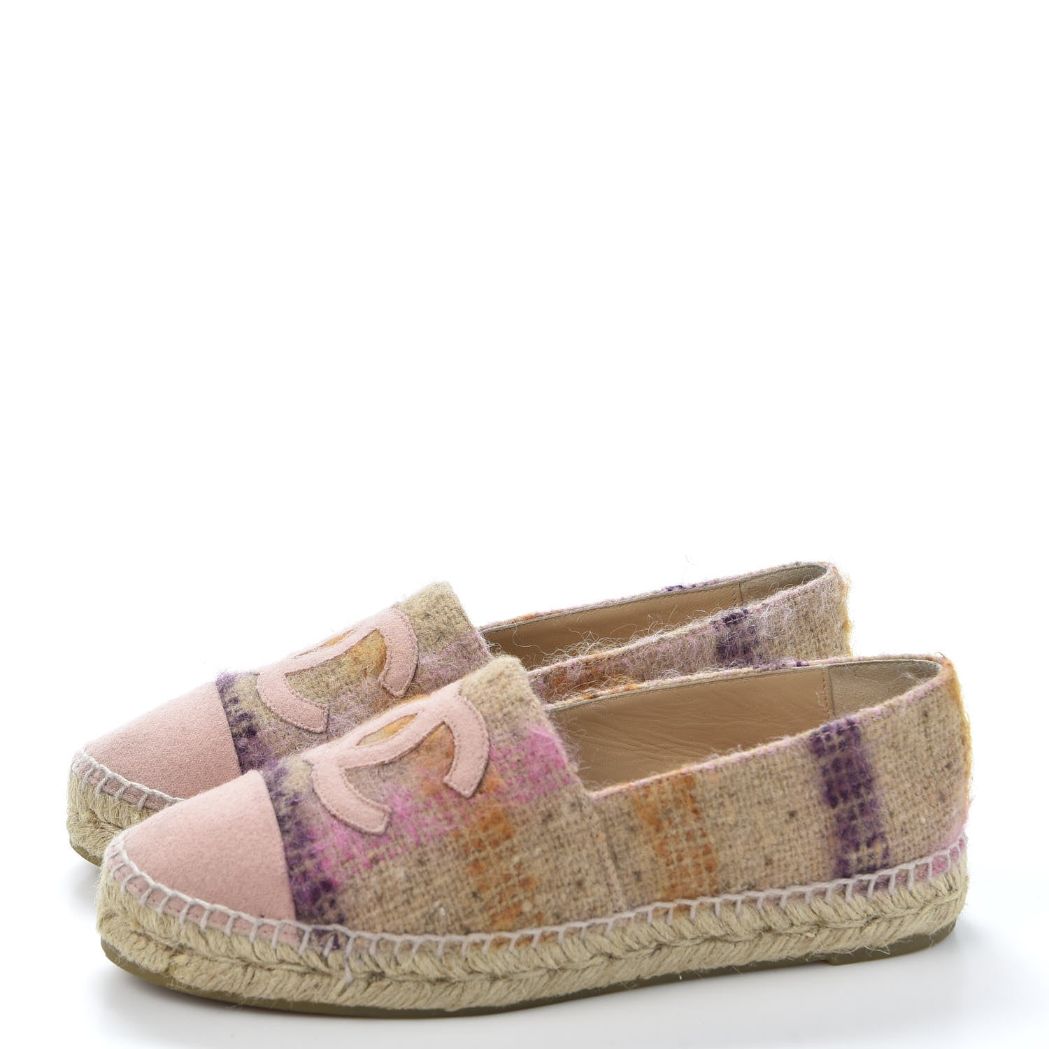 Chanel Tweed CC Espadrilles 37 Pink Multicolor 3 of 10