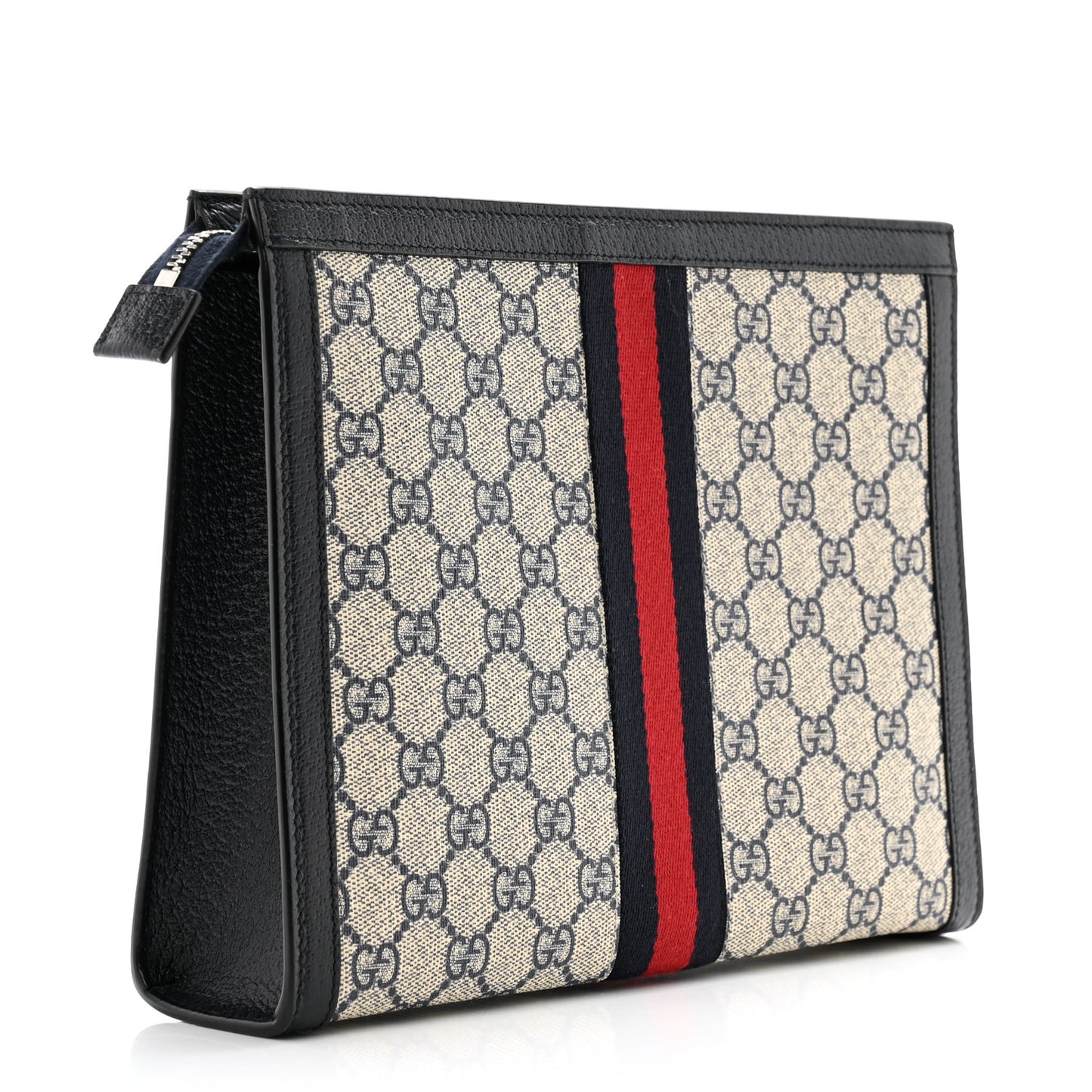 GG Supreme Monogram Web Ophidia Pouch Beige Blue