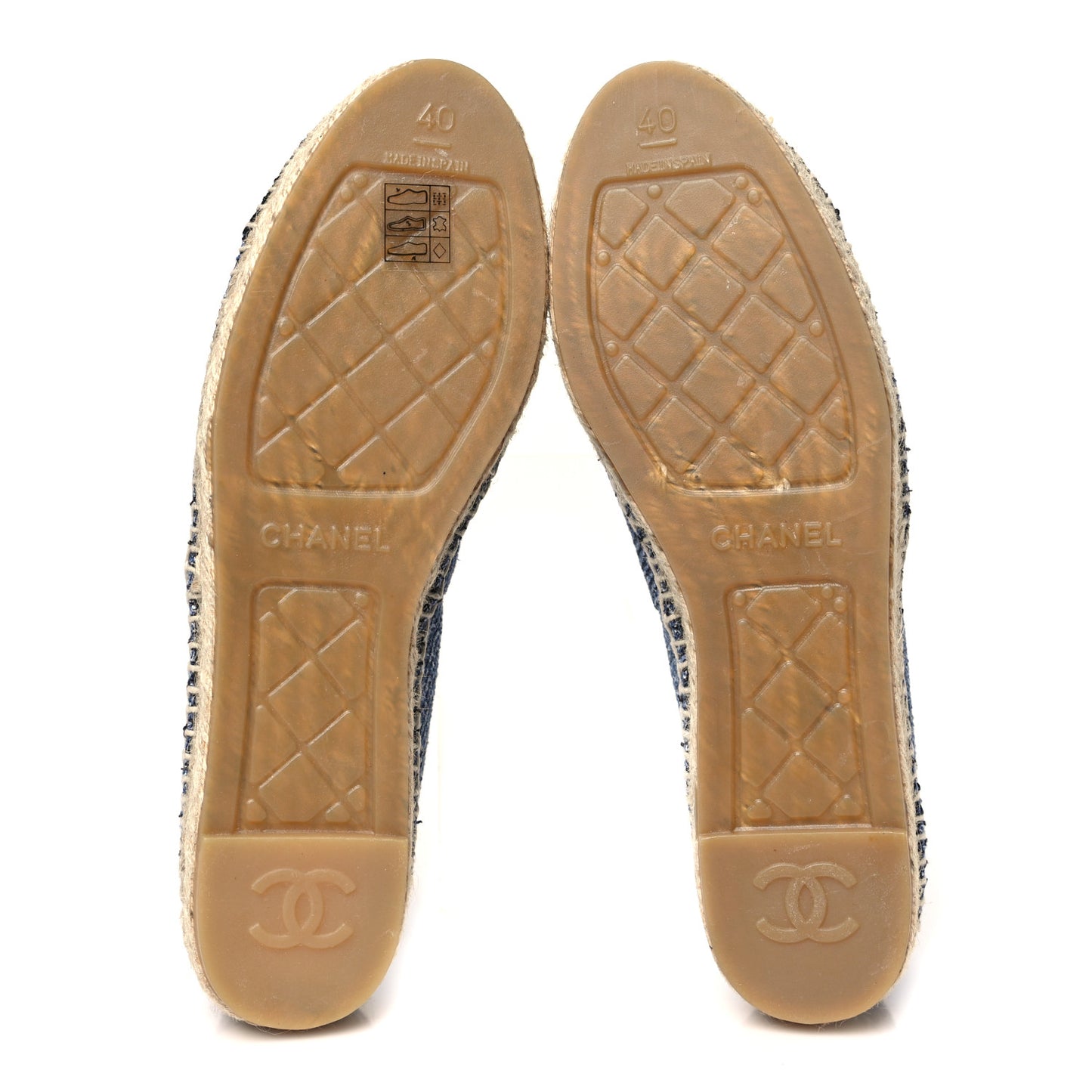 Cotton Tweed CC Espadrilles 40 Blue Ecru Black